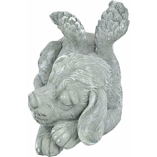 Pet Memorial Angel Dog Hedersstaty Gravsten,12*5*6cm, polyresin, antik sten