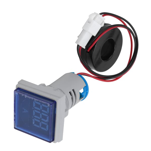 Digital AC 220V Amperemeter Strømmåler Signalindikatorlampe Blå