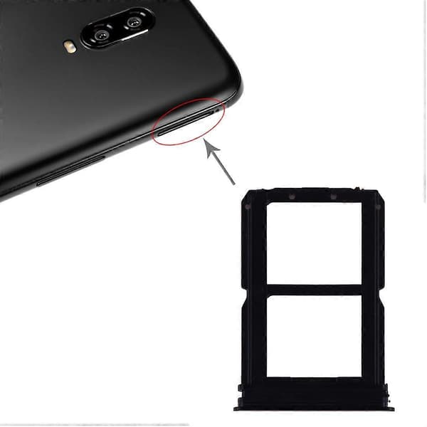 Til OnePlus 6T SIM-kortbakke + SIM-kortbakke (sort) Svart
