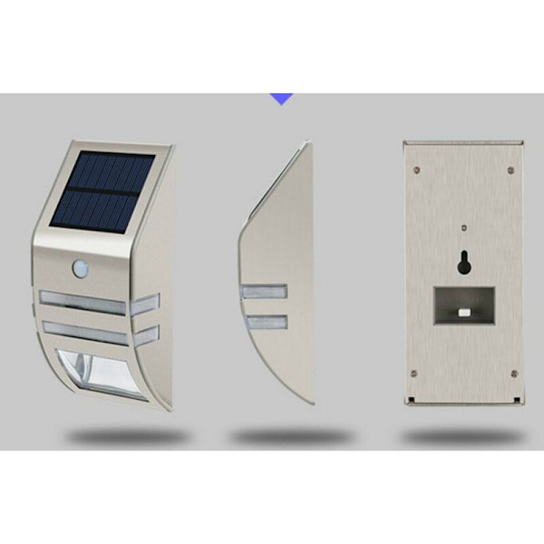 2 st Solar Light Led Wall Sconce Rostfritt stål Material Infraröd sensorljus Lämplig för trädgård, trädgård, korridor (vitt ljus)