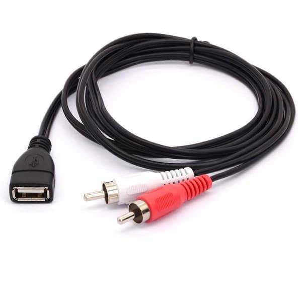 USB til RCA-kabel, USB A 2.0 hun til 2 RCA hanstik, Audio Video AV Y-splitter (1,5m)