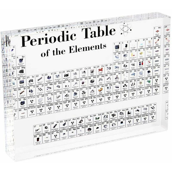 Tryckplåt 170*120*24mm Svartvitt element Kristallfärg Periodisk tryckplåt Periodiska systemet för kemiska grundämnen