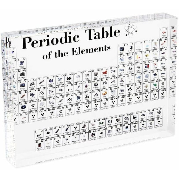 Trykplade 170*120*24 mm Sort og hvidt element Krystalfarve Periodisk trykplade Periodisk system over kemiske grundstoffer