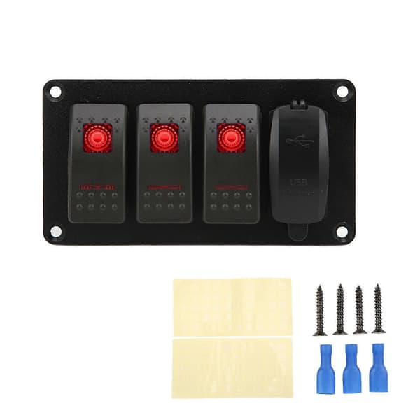 Dobbelt USB-afbryderpanel 12V-24V 4-gangs LED-vippe til bil, båd, marine