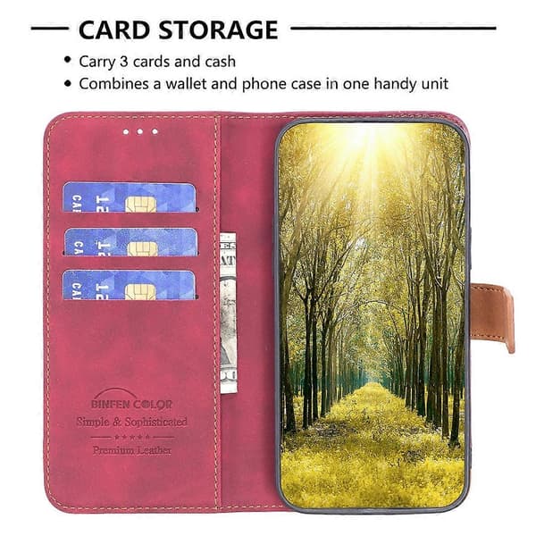 Til Nothing Phone 1 BF11 Farvematchende Skin Feel Læder Telefoncover Red