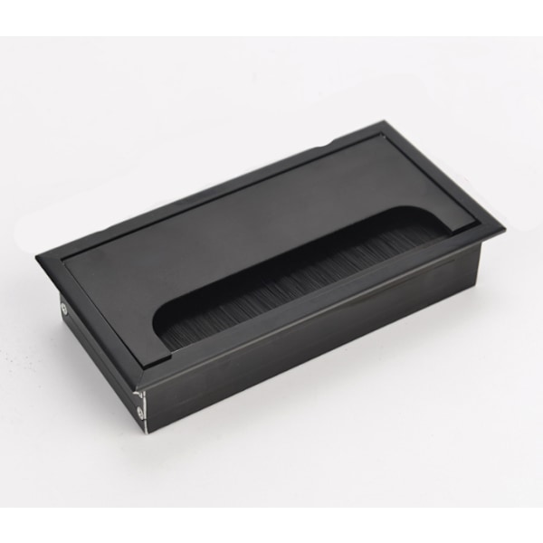 Fortykket aluminiumslegering desktop gevindboks desktop gennem det sorte firkantede kabelboks dæksel 80mm*160mm,