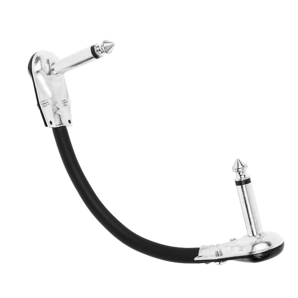 Gitar Effektkabel PVC Anti Støy Bærbar Gitarpedal Patch Cord Flat Hode Sølv 15cm 5.9in