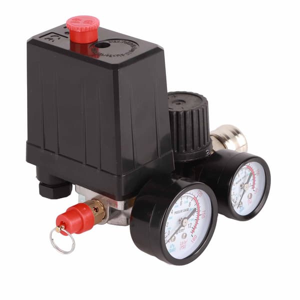 1 4 Tommer 4 Port Luftkompressor Trykkbryter Regulatorventil 90 120PSI 220V