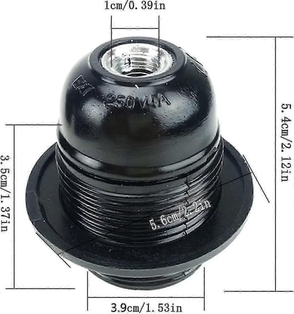 Stycken E27 Lamphållare, Solid Lamphållare i Plast, E27 Lamphållare - JA