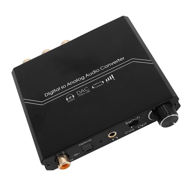 192KHz Digital til Analog Lydkonverterer med Volumjustering Digital Optisk Koaksial til Analog Stereo RCA 3,5 mm Jack Converter