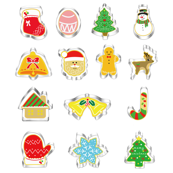 14 delar set, snögubbe, julgran, set, rostfritt stål DIY- form,