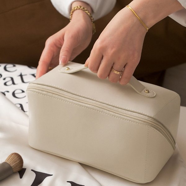 Bærbar makeuptaske til rejser, makeuptaske Milk white
