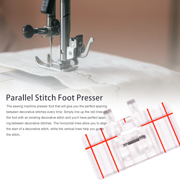 Läpinäkyvä muovi Parallel Stitch -jalka Brotherin kotikäyttöön tarkoitetuille ompelukoneille