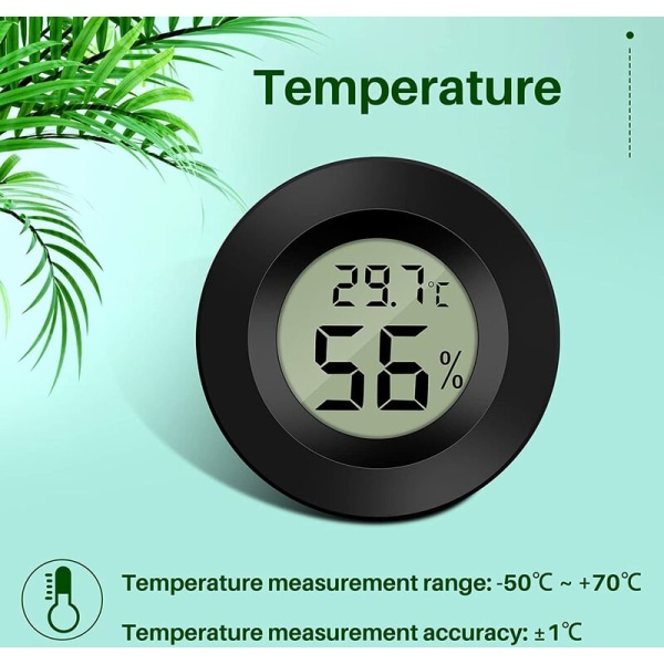 Mini Digital LCD termometer Hygrometer Temperatur Fuktighet -50~70 ℃ 10%~99% RH for reptil inkubator luftfukter (6 stk.