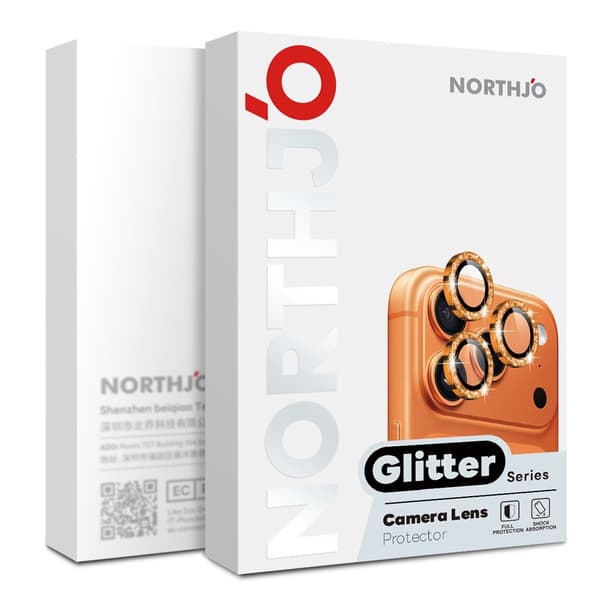iPhone 17 Pro/17 Pro Max Linssuoja Glitter Oranssi 23