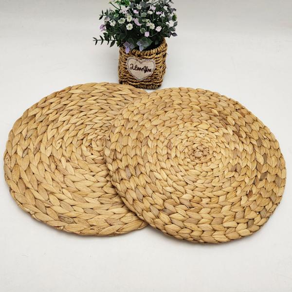 Pesumatto (kudottu vesihyasintti) - 38 cm - pestävä - pyöreä, luonnonvärinen,