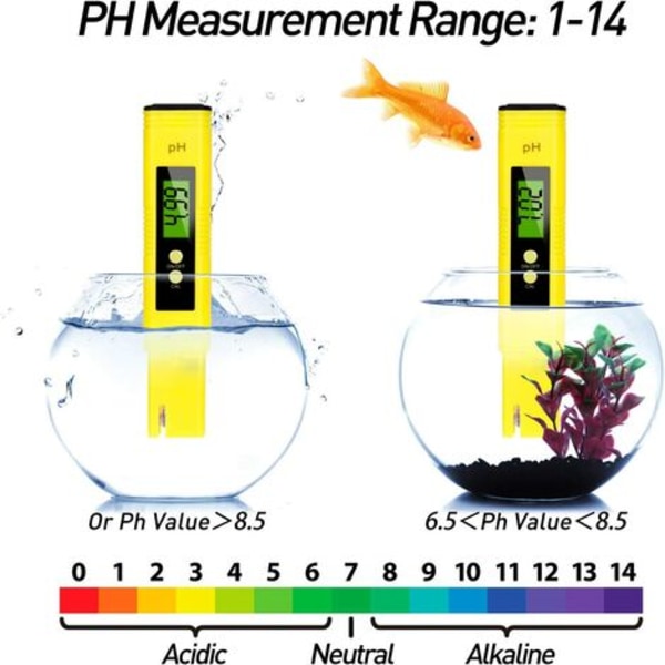 Digitaalinen pH-mittari, digitaalinen LCD-vedenlaadun testeri, mittausalue 0-14 Ph, 0,01 Ph tarkkuus, juomavedelle, A