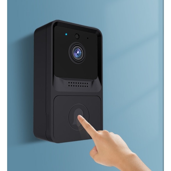 Svart videodörrklocka trådlös dörrklocka hem HD mörkerseende musik Dingdong elektronisk videointercom wifi smart dörrklocka