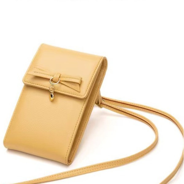 Pieni monipuolinen laukku, yksi olkapää Crossbody Knot monitoiminen pystysuuntainen laukku matkapuhelimelle (keltainen)
