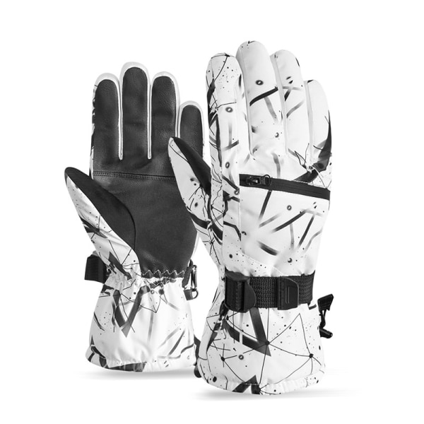 Voksne mænd og kvinder touchskærm plus fløjl udendørs bjergbestigning ridning vinter kulde beskyttelse vandtæt ski varme Handsker XL hvid