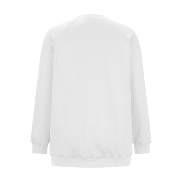 Dame Oversized Sweatshirt Afslappet Langærmet Rund Hals Tekstureret Løs Pullover Efterårsskjorte med Lommer Grå L Gray L
