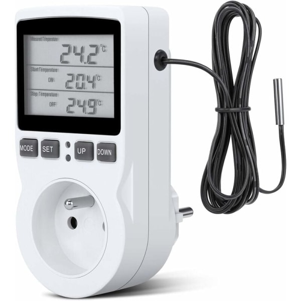 Temperaturkontrolluttag Temperaturomkopplare Nedräkningsbrytare 230V-uttag LCD Temperaturkontrolltimer för akvarieinkubatorväxthus,