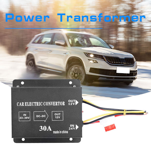 Bil Lastbil 30A 360W DC 24V til 12V Strømomformer Elektrisk Spenningsreduserer Step Down Transformator