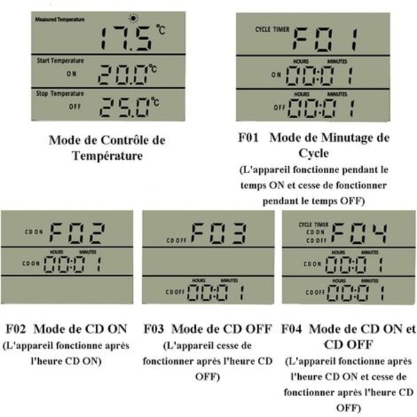 220V digital temperaturregulator termostatstikdåse Varmekøling med sonde, LCD temperaturregulatorstik til