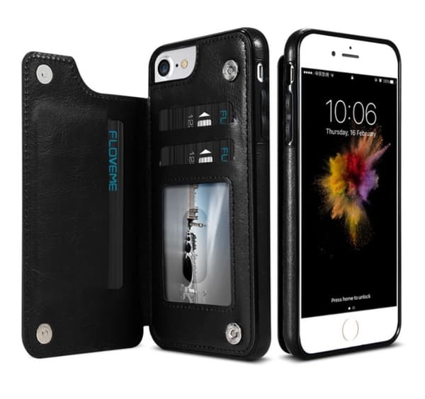 [HT]iPhone SE 2020 - NKOBEE Läderfodral med Plånbok/Kortfack Vit