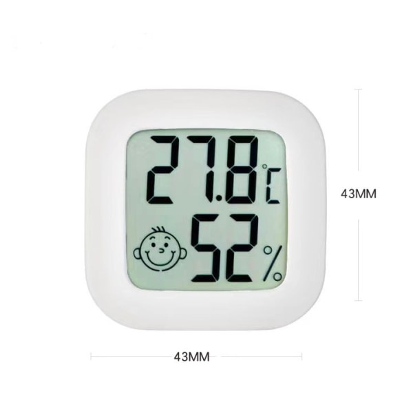 Smiley termo-hygrometer elektronisk mini termo-hygrometer (hvit 3 stk),