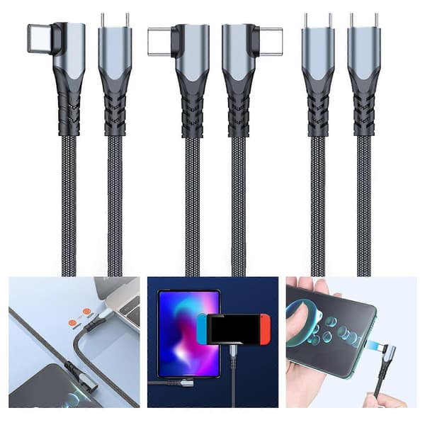 USB C han til Type C forlænger dataopladningskabel retvinklet Type C USB C hurtigopladningskabel 100W 50cm Double straight head
