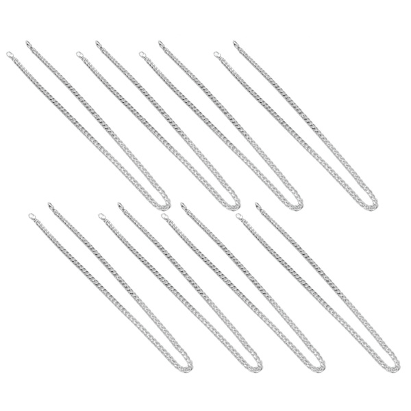 1 meter DIY dekorativ hantverkskedja med 8-sidig fräst oval spänne för smyckestillverkning - set med 8 stycken, silver