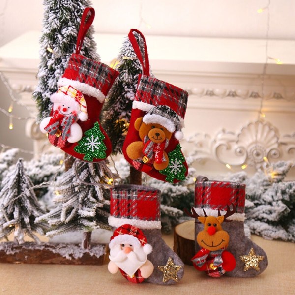 (gammel mand+snemand+elg+bjørn) Juledukketræ vedhæng dekoration til hjem og have indretning