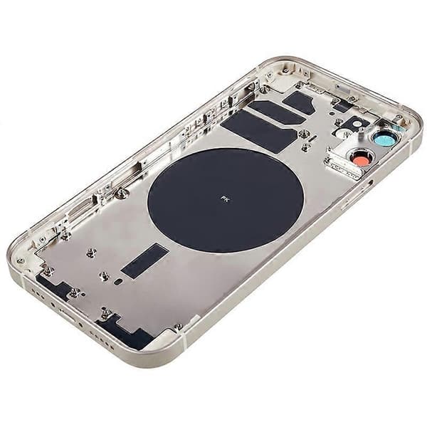 For iPhone 12 6,1 tommer bakre batterideksel+midtre ramme+sideknapper reservedel Multicolor White