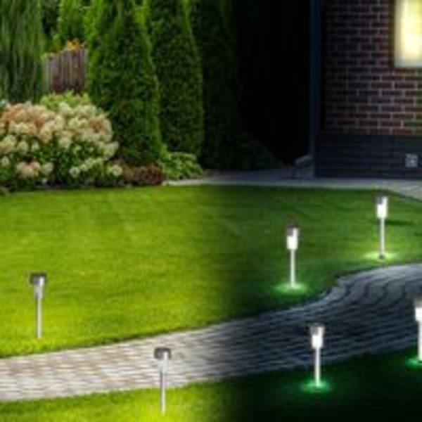 sett med 12 LED solcellelys for utendørs bruk I Ø55 mm I IP44 I automatisk av/på I hagelampe I hagelampe med stake I solcellelampe