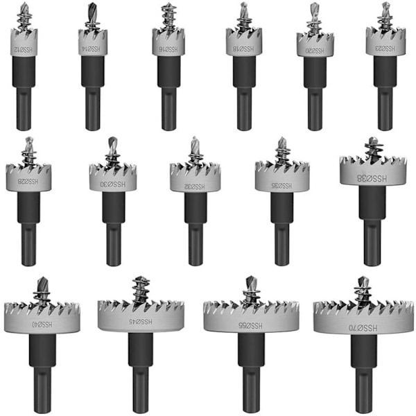 13 kpl reikäsahan teräsporanteräsarja set ruostumattomat ruostumattomat HSS-poranterät 16-53 mm muoviteräkselle metalli Wo