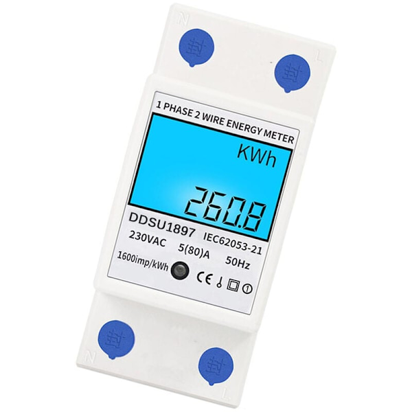 (80A multifunktionsdisplay + bakgrundsbelysning) elektrisk energimätare för hushållsrälstyp