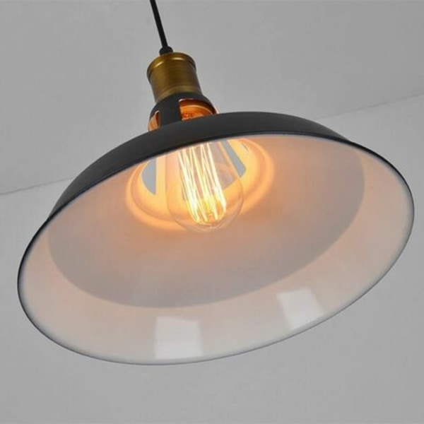 Sæt med 3 industriel pendel lysekrone loftslampe E27 metalskærm til soveværelsesbar - sort - sort