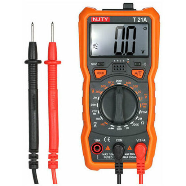 NJTY Mini Non-Contact Digital Multimeter 1999 Tæller, med baggrundsbelyst LCD Magnetic Adsorption og lommelygte, T21A - T21A