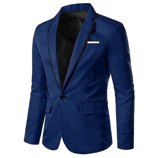 Män Blazer Lättvikt Casual Solid Enknapp Slim XL Blue