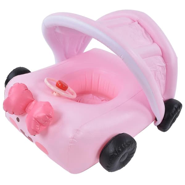Rosa simringar för småbarn - Bilformade babysimflottar för simbassänger (förtjockade och säkra)