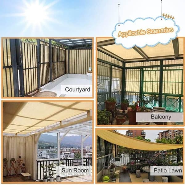 3x4m Solsejl, 90% UV-blokering, Åndbart Net, Varmeisolering & Solbeskyttelse – Beige