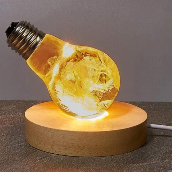 [HT]Krystal LED Lysbase, 2-pak Træ Display Stand med USB
