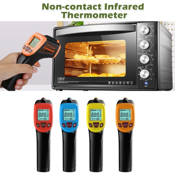 Infrarødt termometer, berøringsfri digital lasertemperaturpistol -58°F til 1112°F (-50°C til 600°C) med LCD-skærm, rød, model: rød 8