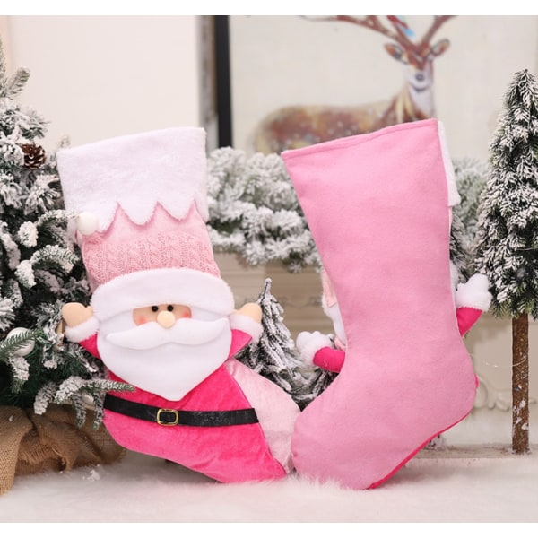 Juldekoration Old Man Snowman Doll Raising Hand Julstrumpor (Pink Old Man Model + Rosa Snowman Model),