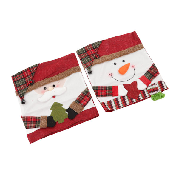 2 st julstolar ryggöverdrag set med gammal man och snögubbe tema - dekorativa non-woven tyger för semester middag stol dekor
