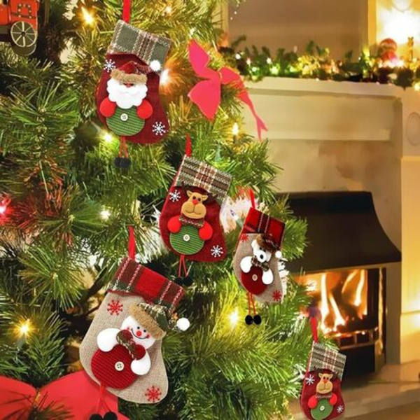 Julstrumpor, set med 4 julstrumpor, julstrumpor att hänga jultomten Rendeer Sn