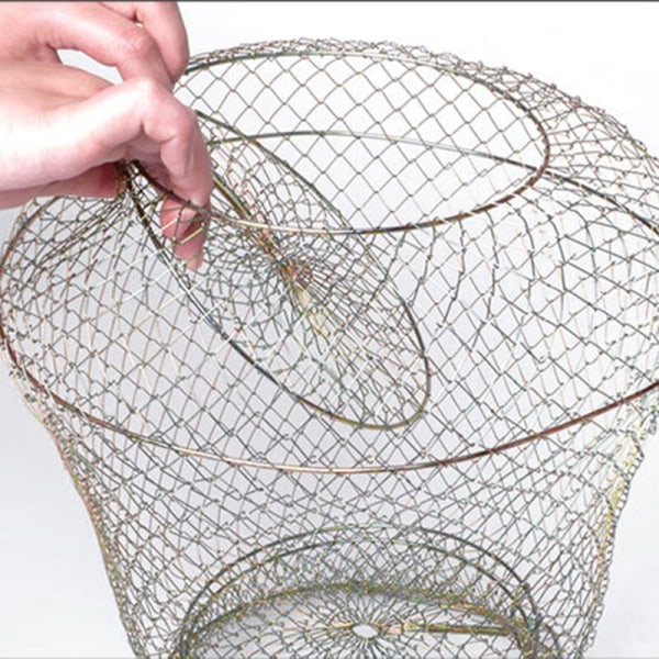 Vanlig galvanisert stil, 38 cm sammenleggbar Tieyu Lou nettlomme bærbart fiskebur Utendørs fisketilbehør