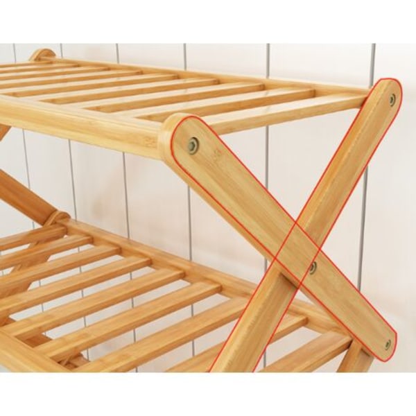 3-lags skostativ, sammenleggbart skostativ i bambus, egnet for hjem, stue, balkong 40 cm lengde