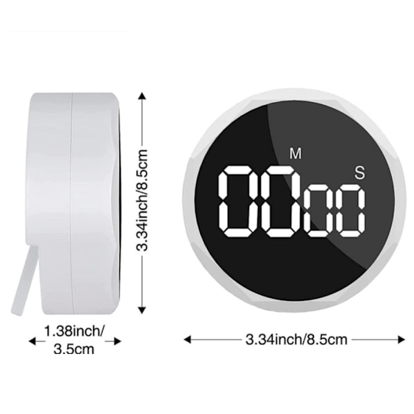 Bærbar Cooking Motion Silent Timer Small Home Kitchen Learning (hvid 05A berøringsskærm)